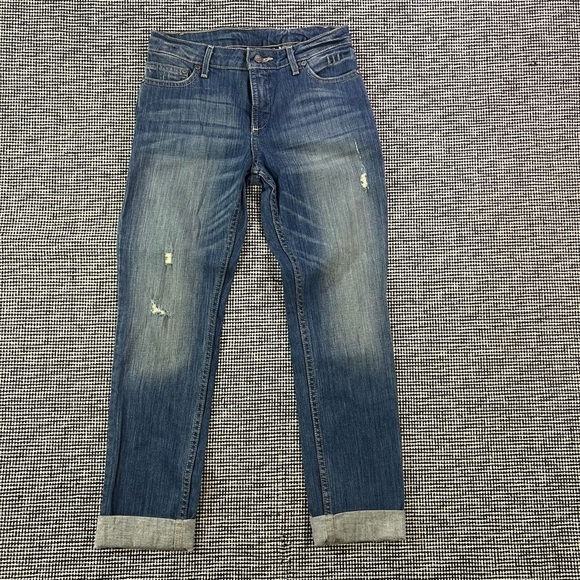 Harley-Davidson Women's Blue Jeans Size 24 Medium Wash Cuffed Denim Pants Biker - Picture 3 of 10